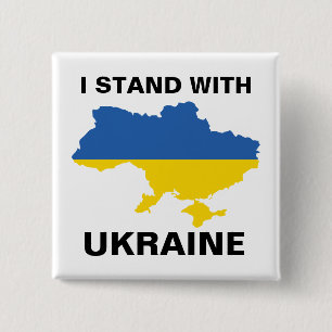 I Stand with Ukraine Ukrainian Flag and Map Button