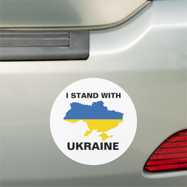 I Stand with Ukraine Ukrainian Flag and Map Car Ma Car Magnet (In Situ)