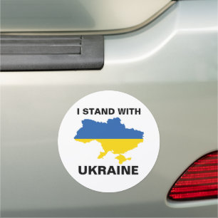 I Stand with Ukraine Ukrainian Flag and Map Car Ma Magnet