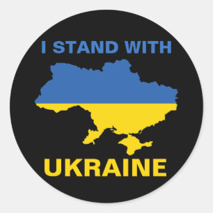 I Stand with Ukraine Ukrainian Flag and Map Classic Round Sticker