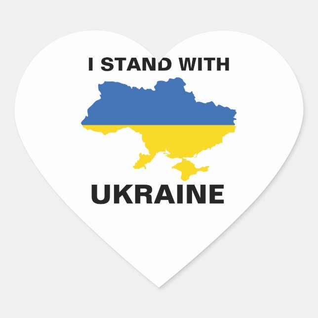 I Stand with Ukraine Ukrainian Flag and Map Heart  Sticker (Front)