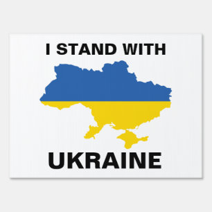 I Stand with Ukraine Ukrainian Flag and Map Sign