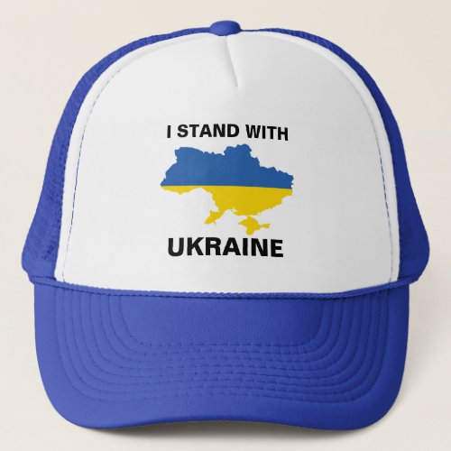 I Stand with Ukraine Ukrainian Flag and Map Trucke Trucker Hat