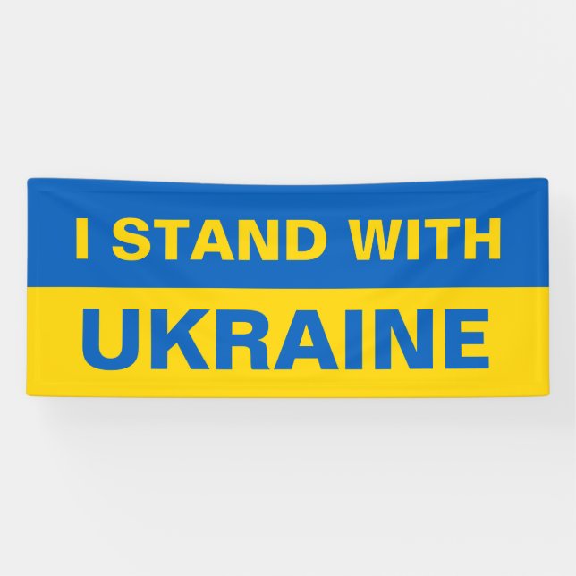I Stand with Ukraine Ukrainian Flag Banner (Horizontal)