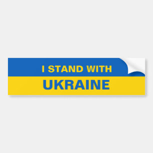 I Stand with Ukraine Ukrainian Flag Bumper Sticker
