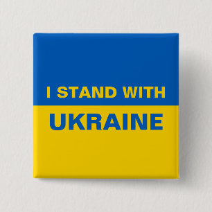 I Stand with Ukraine Ukrainian Flag Button