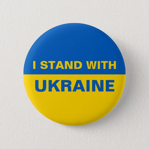 I Stand with Ukraine Ukrainian Flag Button