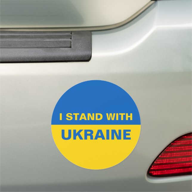 I Stand with Ukraine Ukrainian Flag Car Magnet (In Situ)