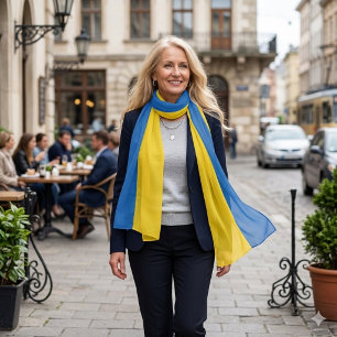 I stand with Ukraine. Ukrainian flag. Chiffon Scarf