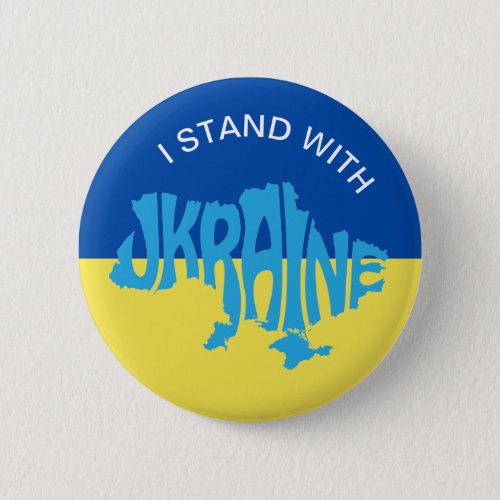 I Stand with Ukraine Ukrainian Flag  Country Map Button