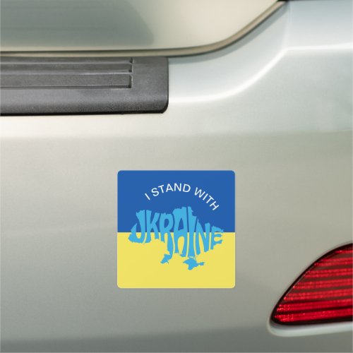 I Stand with Ukraine Ukrainian Flag  Country Map  Car Magnet