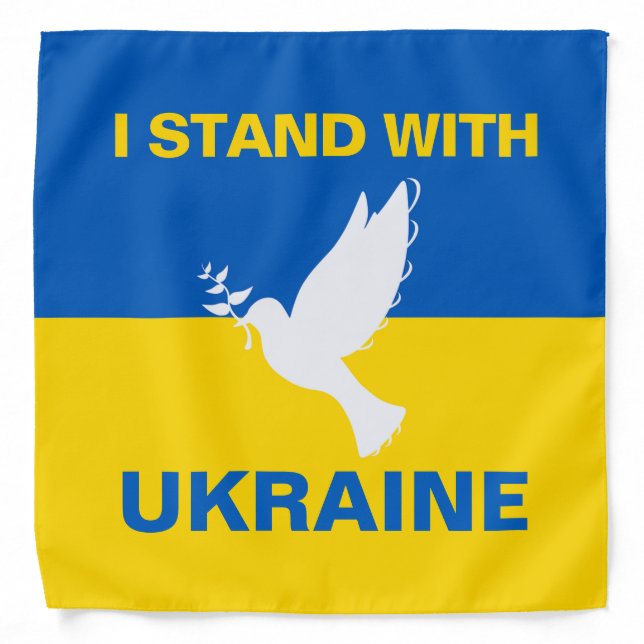 I Stand with Ukraine Ukrainian Flag Dove Peace Bandana (Front)