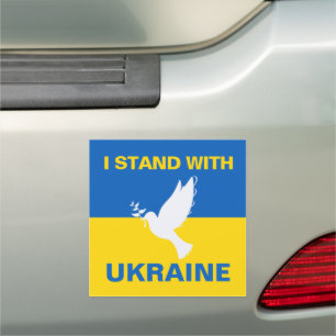 I Stand with Ukraine Ukrainian Flag Dove Peace Car Magnet