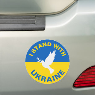 I Stand with Ukraine Ukrainian Flag Dove Peace Car Magnet