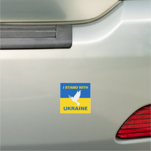 I Stand with Ukraine Ukrainian Flag Dove Peace Car Magnet