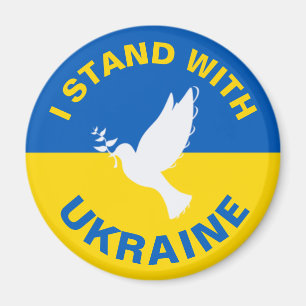 I Stand with Ukraine Ukrainian Flag Dove Peace Magnet