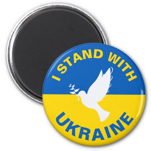 I Stand with Ukraine Ukrainian Flag Dove Peace Magnet