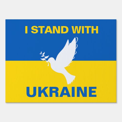 I Stand with Ukraine Ukrainian Flag Dove Peace Sign