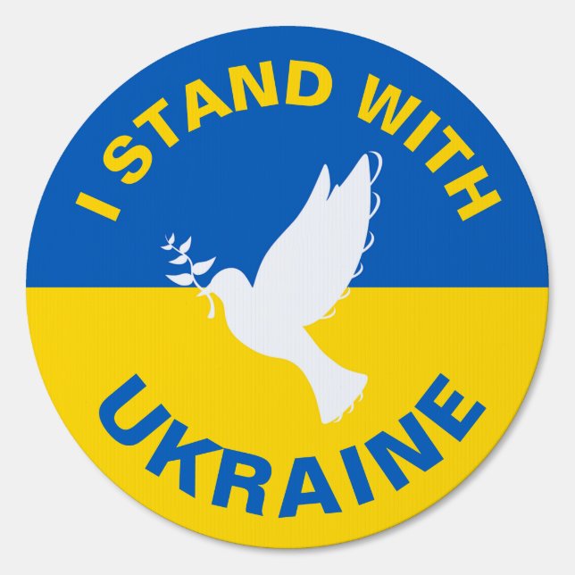 I Stand with Ukraine Ukrainian Flag Dove Peace Sign (Front)
