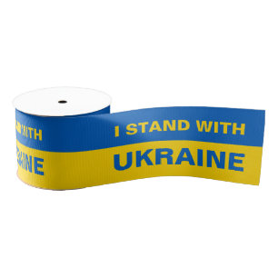 I Stand with Ukraine Ukrainian Flag Grosgrain Ribbon