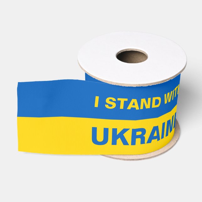 I Stand with Ukraine Ukrainian Flag Grosgrain Ribbon (Spool)