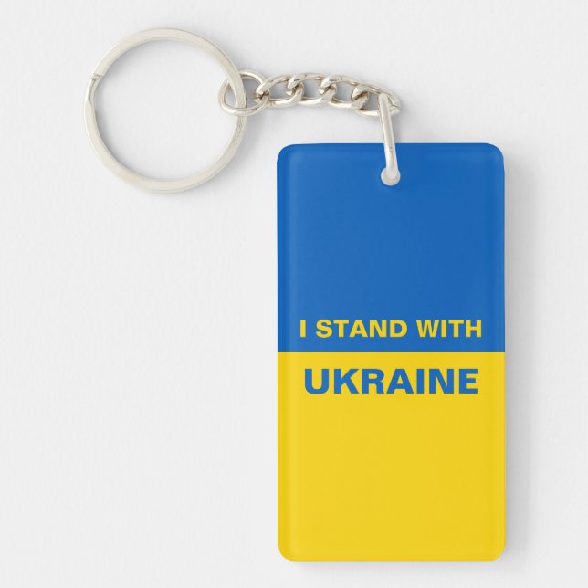 I Stand with Ukraine Ukrainian Flag Keychain (Front)