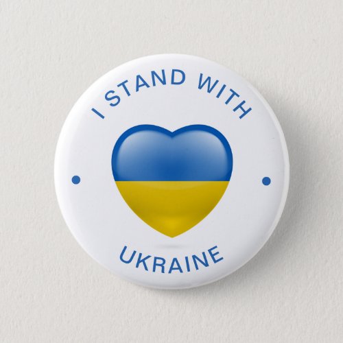 I Stand with Ukraine Ukrainian Flag Love Heart Button