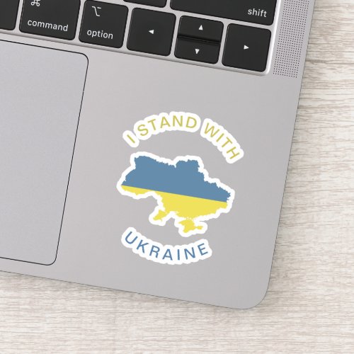 I Stand with Ukraine Ukrainian Flag Map Support Sticker