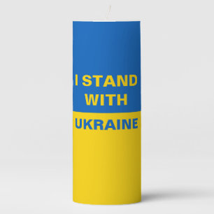 I Stand with Ukraine Ukrainian Flag Pillar Candle
