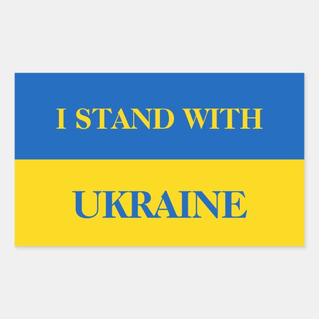 I stand with Ukraine. Ukrainian flag. Rectangular Sticker (Front)