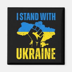 I Stand With Ukraine Ukrainian Flag Rise Fist Peac Magnet