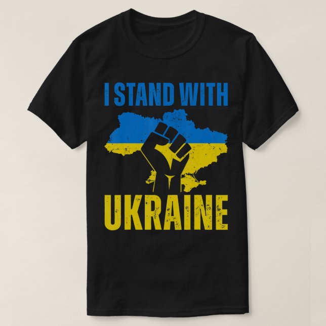 I Stand With Ukraine Ukrainian Flag Rise Fist Peac T-Shirt (Design Front)