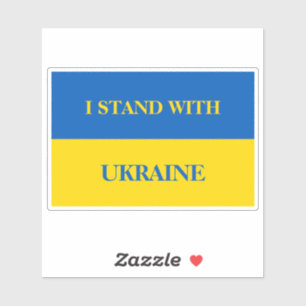 I stand with Ukraine. Ukrainian flag. Sticker
