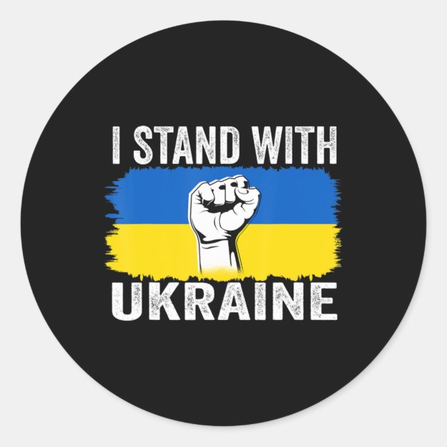 I Stand With Ukraine Ukrainian Flag Support Ukrain Classic Round Sticker (Front)