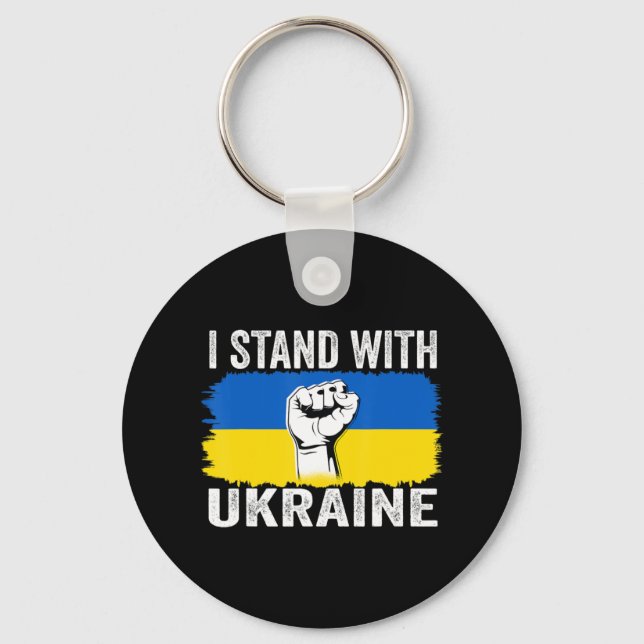 I Stand With Ukraine Ukrainian Flag Support Ukrain Keychain (Front)
