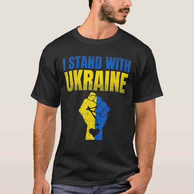 I Stand With Ukraine Ukrainian Flag Support Ukrain T-Shirt (Front)