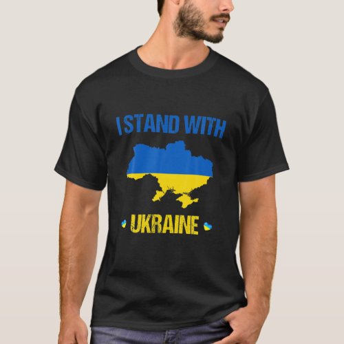 I Stand With Ukraine Ukrainian Flag Supporting Ukr T_Shirt