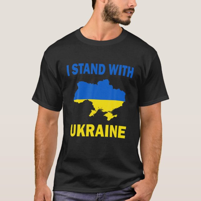 I Stand With Ukraine Ukrainian Flag Supporting Ukr T-Shirt (Front)