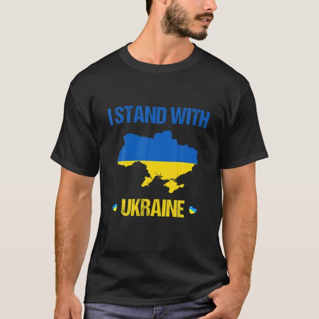 I Stand With Ukraine Ukrainian Flag Supporting Ukr T-Shirt (Front)