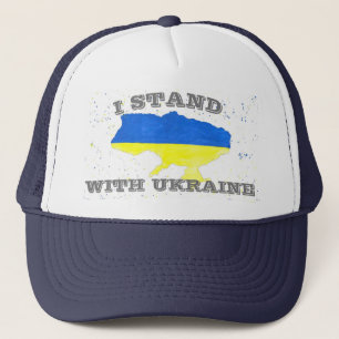 I stand with Ukraine Ukrainian flag Trucker Hat