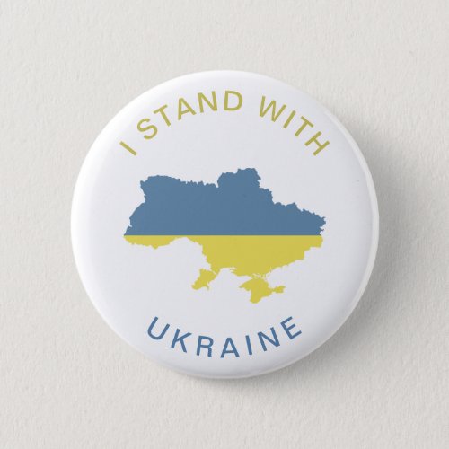I Stand with Ukraine Ukrainian National Flag Map  Button