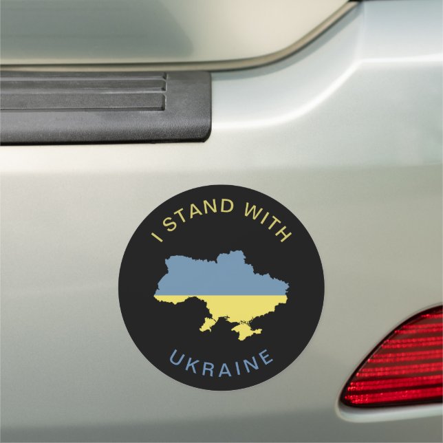 I Stand with Ukraine Ukrainian National Flag Map   Car Magnet (In Situ)