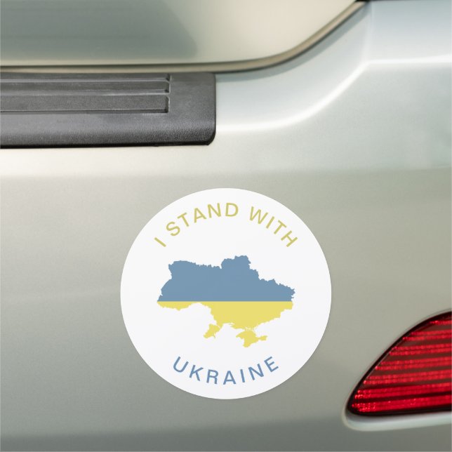 I Stand with Ukraine Ukrainian National Flag Map   Car Magnet (In Situ)