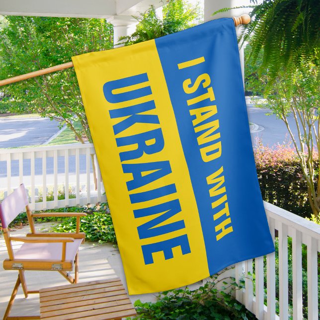 I Stand With Ukraine Ukrainian Support House Flag (Creator Uploaded)