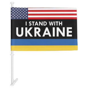 I Stand With Ukraine USA Sign Car Flag