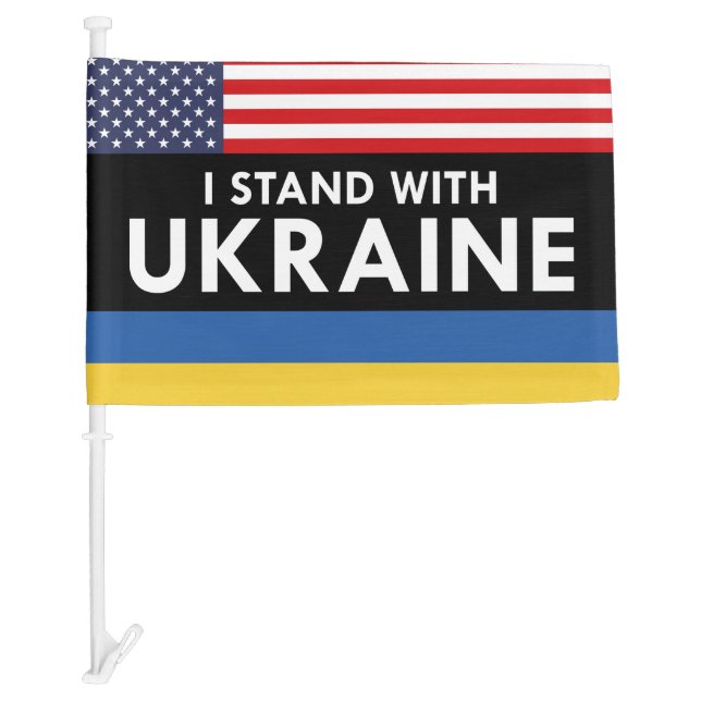 I Stand With Ukraine USA Sign Car Flag (Front)