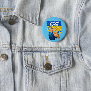 I Stand with Ukraine Vintage Rosie Flag Heart Button