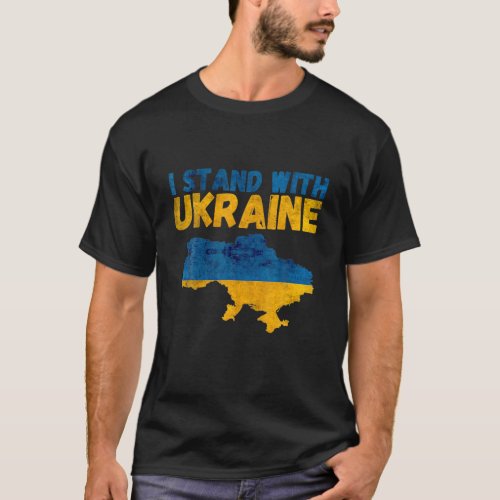 I Stand With Ukraine Vintage Ukraine Flag T_Shirt