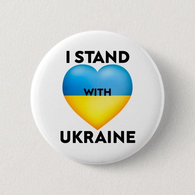 I Stand With Ukraine, We Support The Ukraine Button (Front)