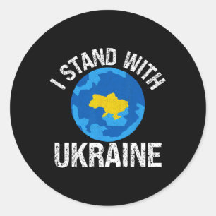 I Stand With Ukraine World Map Support Support Ukr Classic Round Sticker